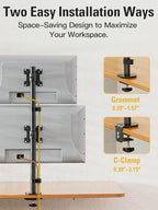 DreamAxis Stable Vertical Dual Monitor Stand, Stacked Monitor Mount for 2 Screens Up to 32 inch, Full Motion Monitor Desk Mount with Swivel, Tilt, Rotation, Holds 17.6 lbs Each, Max VESA 100x100mm