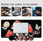 BFUKVOU Large Keyboard Mouse Pad Set, Extended Mouse Pad+Keyboard Wrist Rest Support, Memory Foam Ergonomic Easy Typing, 4Pcs (31.5×11.8 in) Desk Pad Set for Office Home,Mushrooms and Butterflies