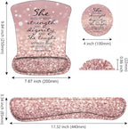 Ergonomic Mouse Pad Wrist Support and Keyboard Wrist Rest Set with Coasters, Non-Slip PU Base, Easy Typing and Relieve Wrist Pain, Perfect for Home Office Working Studying, Bible Verses Proverbs 31:25