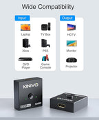 Kinivo 8K HDMI Switch 2 in 1 Out - (Uni-Directional, 8K 60Hz, Ultra HD Switcher Hub, 48Gbps HDMI Hub, HDR10+ Selector, Manual Switching Only) - Compatible with HDTV, PS5/4, Xbox, Projector