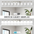 DIKAIDA 10-Light Bathroom Vanity Light Brushed Nickel,64.5in Vanity Lights with White Frosted Glass,Modern Bathroom Wall Lights Fixtures Over Mirror,Wall Sconces Lighting for Bedroom Living Room,E26