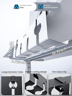 NODOCA No Drill Under Desk Cable Management Tray, 17'' Wire Management, Punch-Free Clamp on, Metal Cable Tray, Wire Organizer Under Desk, Under Desk Basket for Office and Home, White(2 Packs)