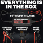 Antigravity SC-10 Super-Charger 10A Smart Battery Charger & Maintainer for 6V/12V Lithium (LiFePO4) & Lead-Acid Batteries – LCD Display, Power Supply Mode, BMS Reset