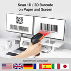 Tera Barcode Scanner Wireless 1D 2D QR with Stand: Battery Level Indicator 3 in 1 Works with Bluetooth 2.4G Wireless USB Wired Handheld Bar Code Reader with Vibration Alert HW0002 Orange