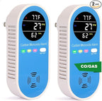 Vzmcov Plug-in Carbon Monoxide Detector with Real-Time CO Display & Temperature/Humidity Monitor, Plug-in CO Alarm for Home, RV, Apartment, Indoor Air Safety 2-Pack