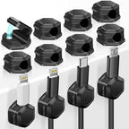 Cord Holder - Cable Clips - Cord Organizer for Desk - Cord Holder for Nightstand - for Desk, Nightstand, Phone Charger, Computer, Home, Office, Car（12pcs）
