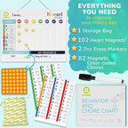 QUOKKA Reward Chart for Kids - Magnetic Behavior Chore Chart for Kids at Home - Dry and Erase Routine and Responsibility - Use 84 Magnets & 102 Stars - from Toddlers to Teens