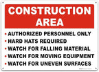 Brimar 14"x10" Construction Area Rules Sign - Aluminum, Weatherproof, Clear Rules and Guidelines, Essential Safety Signage for Construction Sites.