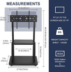 Maiproo Rolling TV Stand with Wheels for 32-75 Inch Heavy-Duty Mobile TV Cart LCD LED OLED Flat Panel Screens Smartboard Holds up to 100lbs Portable TV Stand on Wheels with Shelf Height Ajustable