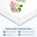 Tanmicoshomy 30 x 48 Inch White Bathroom Mirror, Natural Shell Framed Rectangular Mirrors for Bedroom, Living Room or Entryway, Wall Mounted Horizontal or Vertical Hanging