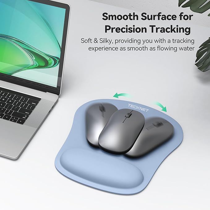 TECKNET Ergonomic Keyboard Wrist Rest and Mouse Pad, Foldable Memory Foam Wrist Rest for Computer Keyboard, Durable Mousepad for Computer Laptop Mac, Lightweight for Easy Typing and Pain Relief, Blue