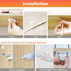 WOBANE LED Strip Lights, Motion Sensor Light Strip with Remote and Adapter, Night Light, Dimmable Function, 16.4ft Tape Lighting for Kitchen, Under Cabinet, Bedroom, Shelf, Bed, 3000K Warm White