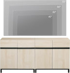 Wampat Modern TV Stand for 70 inch TVs, 2 in 1 Entertainment Center Console with Adjustable Shelves and Metal Base for Living Room, Bedroom, Light Oak