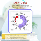 TimeLumi 60-Minute Visual Timer for Kids, Time Management Tool Study Classroom Timer, Home Edition Silent Countdown Timer for Toddler, Teachers and Adults (Purple)