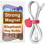 SOLIDATOR Charming Elephant Magnetic Cable Ties – 24 Pack, Reusable Silicone Cord Organizers for Home & Office, Strong Magnetic Hold, Assorted Colors, Perfect for Cable Organization & Decorative Gift