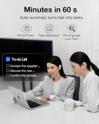 OpenNote AI Voice Recorder – Open Ear Headphones with FlashRecord, Call Recording, Real-Time Transcription, Translation, AI Assistant, for Students, Professionals & Interview Recording, Gray
