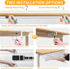 SUREUP9 No Drill Under Desk Cable Management Tray, 36" Cord Organizer with Clamp, Fabric Cable Management for Standing Desks, Ideal for Home & Office - White