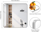 FORBATH 42x42 Inch Silver Bathroom Mirror for Over Sink, Large Square Wall Mirror with Metal Frame, Rounded Corners for Bathroom, Bedroom, Entryway Decor (Horizontal or Vertical)