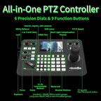 Zowietek PTZ Controller (NDI|HX3 Support) 7D Joystick Keyboard, ZowieKBD, HDMI Output, 5'' LCD Quad-View Real-time Display, Automatic Camera Detection, Group Control, ZowieEcosystem, Tally, Audio Out