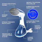 UNDERJAY Steamer for Clothes 1200W, Compact Handheld Garment Steamer for Home, Travel, Office. Portable Clothing Steamer with Upgraded Large Capacity Water Tank. Fabric Wrinkle Remover.