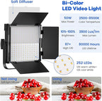 Photography Video Lighting Kit, Upgraded Bi-Color LED Video Studio Lights with Dimmable 2500k~8500k and 79" Light Stand for Camera Photo Recording Filming Stage Shooting Streaming YouTube TikTok
