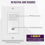 ENERLITES PIR Motion Occupancy Vacancy Motion Sensor Light Switch, 500W, 5A, Motion Sensor Night Light, Single-Pole, Smart LED Backlight, Neutral Not Required, Ground Required, HMOS-J-W, White