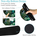 LIMKRIAN Floral Mouse Pad Large Desk Mat Set, Green Ergonomic Mouse Pad with Wrist Rest Keyboard Wrist Support XXL Mousepad Cup Coaster Set, Cute Green Office Desk Accessories Decor Supplies