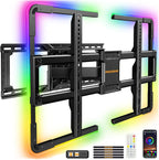 Perlegear AuraFrame™ Pre-Assembled TV Wall Mount with LED Light for 42″–90″ TVs up to 150 lbs, Full Motion Wall Mount, Tilt, Swivel & Extension, TV Backlights with Music Sync, Max VESA 600 x 400mm