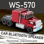 WSTER American Truck Bluetooth Speaker with HD Sound, TWS Pairing, LED Party Light, Operation Panel, Built-in Mic, Portable Car Model Speaker for Parties, Beach, Outdoor Activities (RED)