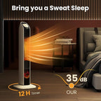 Zynkez 33" Space Heaters for Indoor Use Large Room, 1500W PTC Tower Fireplace Heater with 3D Flame, Room Heater w/Remote Control,12H Timer & Oscillation, Portable Electric Heaters for Bedroom, Beige
