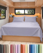 RV Short Queen Sheet Set 60 X 75 - 4 Piece RV Short Queen Bed Sheets - Soft, Breathable & Cooling - Designed for Bunks, Trailers & Campers - Fits 8” to 12" Mattress - Luxury Bedding - Light Lavender