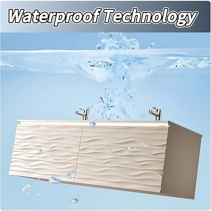 40IN Bathroom Vanity - Smart Defogging Mirror Cabinet | Waterproofing Technology & Wave Shaped Door Panel, Floating Bathroom Vanities with Large Storage Space (Mirror Cabinet)