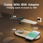 Aluminum 4-in-1 Charging Station for Samsung/Android with 3-Level Night Light, 18W Wireless Charger for Galaxy S25 Ultra/S24/S23/S22/Note 20,Galaxy Watch Ultra/8/7,Galaxy Buds 3 Pro(Starlight)