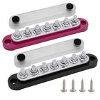 7 x M6 (1/4") Studs Power Distribution Block Bus Bar 12V, Ampper 5.9" HD 150A Marine BusBar Battery Distribution Block W/Cover for Car Boat Solar (Red & Black)
