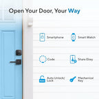 ULTRALOQ U-Bolt Smart Lock, 5-in-1 Keyless Entry Door Lock with App Control, Keypad Deadbolt, Auto Unlock, Auto Lock, Smart Door Lock, Smart Locks for Front Door, ANSI Grade 1, Black