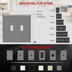 ENERLITES Double Light Switch Wall Plate, Toggle Switch Plate, Gloss Finish, 2-Gang Mid-Size 4.88" x 4.92", Unbreakable Polycarbonate Thermoplastic, UL Listed, 8812M-GY, Gray