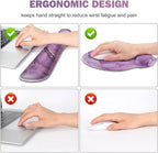 ToLuLu Desk Mat, XXL Large Mouse Pad Wrist Support Set，4 in1 Gaming Mousepad Desk Pad+ Ergonomic Mouse Pad with Wrist Rest + Keyboard Wrist Rest+Coaster for Women Home Office Computer, Purple Marble