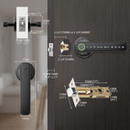 GEKRONE Fingerprint Smart Lever Lock TUYA APP Control Keyless Entry Bluetooth Touchscreen Indoor Handle Biometric Electronic Digital Door Knob with Keypad Suitable for Hotel Office Apartment Bedroom