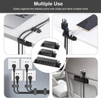 Halsouy Cable Management Clips, 20Pcs Cord Organizers Wire Clips Cord Holder for TV PC Ethernet Cable Desk Home Office (Black)