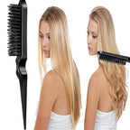 5Pcs Slick Back Brush Set with Topsy Tail Tool, Teasing Bristle, Rat Comb for Women & Girls Hair Styling, Flyaways Control and Edge Combing - BIACK