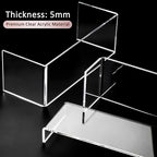 LFTYTUO 1 Set Large Acrylic Clear Display Risers, 3 Sizes 12" Rectangular Showcase Collectibles Display Shelf, 5 mm Thick Desktop Display Stand Holder for Figures, Jewelry, Perfume, Toys