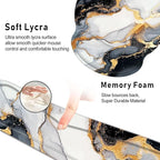 Keyboard Wrist Rest and Mouse Pad Wrist Support Set with Coasters,Non-Slip PU Base Ergonomic Gaming Mousepad for Home Office Working Studying Easy Typing & Pain Relief,Black Gold Marble