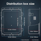 Namunanee Outdoor Electrical Junction Box with High Power Outlet, ABS Water Resistant Enclosure with Internal Mounting Panel & Hinged Cover. (18.1" H* 12.6" L* 6.3" W & Outlet)