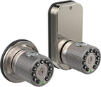 BOTHSTAR Double Sided Keyless Door Knob Lock with Fingerprint and Keypad, Smart Doorknob with Dual Cylinders for Exterior or Interior Door(Double Sided Fingerprint Satin Nickel)