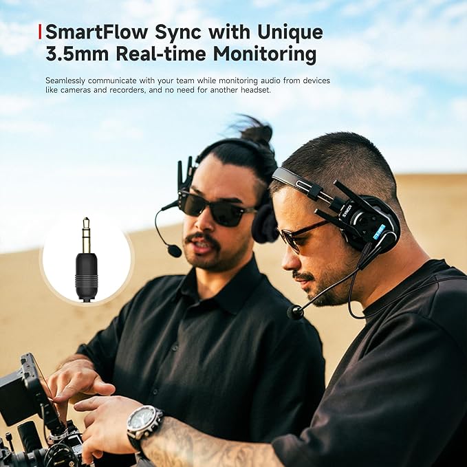 SYNCO XTalk XMax5 Wireless Intercom Headset System with Dual-Ear Design Telephone Headsets System Random Master Device,2.4GHz Full Duplex 500 m/1640 ft for 5-Person Team Communication