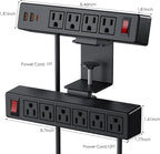 Desk Clamp Power Strip with PD20W USB-C, 2 in 1 Dual Layer Under Desk Power Strip, Removable Clamp Power Socket with 10AC Outlets & Switch, 10ft Extension Cord(ETL Listed)