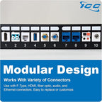 ICC 24 Port Blank Keystone 1U Patch Panel with 19” Metal Rackmount Housing for Slim Profile Keystone Jacks (Sold Separately), UL Listed, IC107BP241