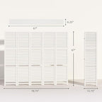 HOMCOM Room Divider, 5 Panel 67" Tall Wood Privacy Screen with 3 Display Shelves, and Folding Storage for Bedroom or Home Office, White