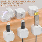 10 Pack Cord Organizer Holder,Magnetic Cable Clips for Desk Nightstand,Cable Management Clips,Desk Cable Holder Clips Adhesive Phone Charging Cable Keeper for Office Home Desktop Bedroom, White