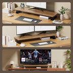 NestNeat Dual Monitor Stand Riser, 39 Inch Large Wood Monitor Stands for 2 Monitors, Desk Monitor Riser for Computer/Laptop/Printer/TV, Stand Riser up to 220 lbs